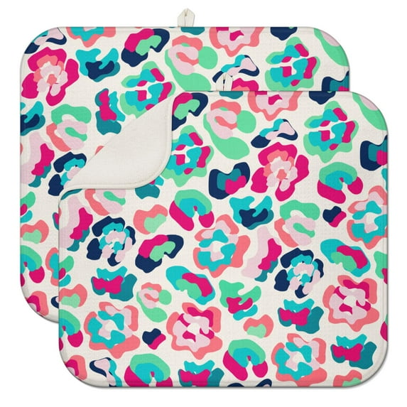 Cartoon Leopard Print Dish Mat Cute Animal Pattern for Kids and