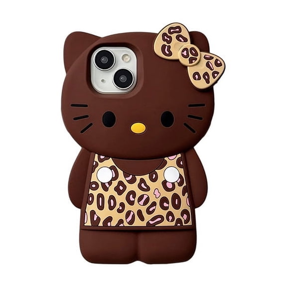 Cartoon Leopard Print KT Cat Phone Case for iPhone 17/17Pro/17Promax/16/15 Pro Max/14/13/12/11 Full Protection Anti-drop Cover