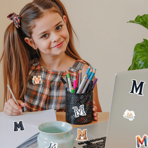 Cartoon Letter M Theme Stickers, Waterproof Letter M Theme Sticker for Water Bottle Laptop Phone Cases Planner Skateboard Luggage Helmet Party Favor Decor, Ideal for Adults Teens Teacher Rewards