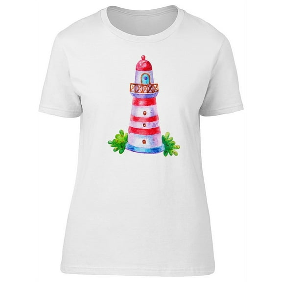 Cartoon Lighthouse Watercolor T-Shirt Women -Image by Shutterstock, Female x-Large