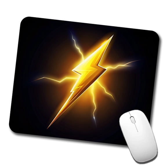 Cartoon Lightning Bolt On Black Mouse Pad Low Profile Gaming Mat