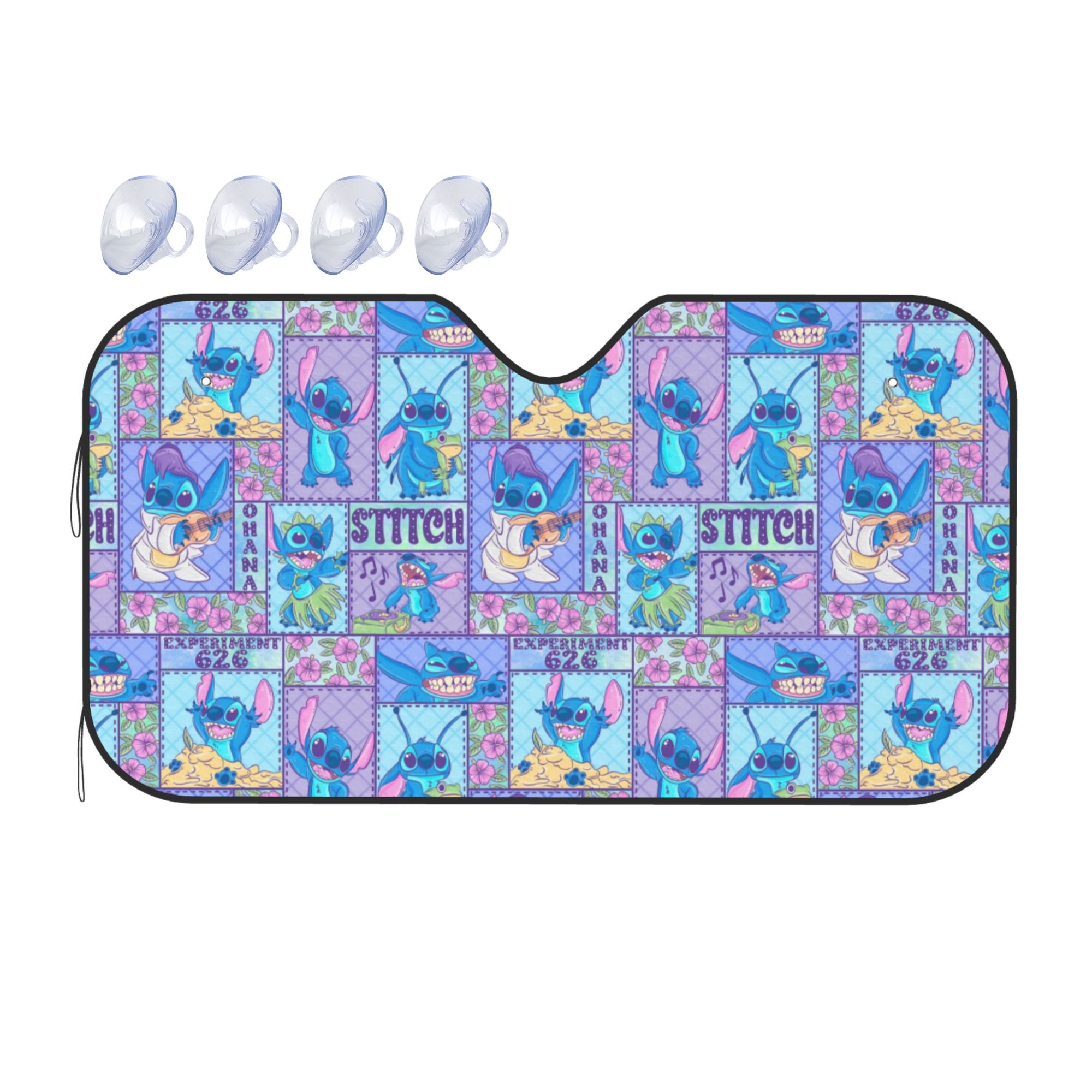 Cartoon Lilo and Stitch(15)Car Windshield Sunshade Medium：55 x 31 in