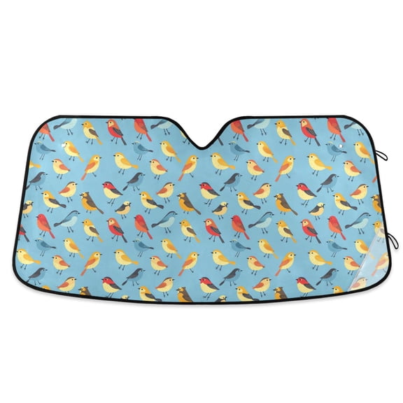Cartoon Little Birds Car Windshield Sun Shade Foldable Car Front Window Visor Heat and UV Protection 53x23.5