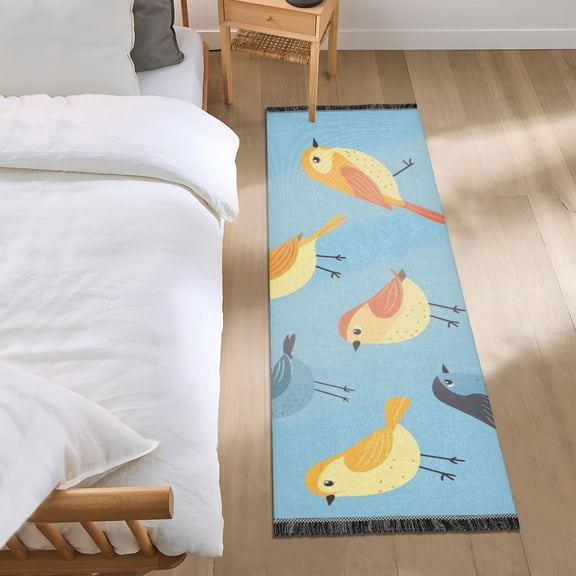 Cartoon Little Birds Runner Area Rug 2x6 Soft Non-Slip Washable Bedside Carpet for Hallway Bedroom Living Room Home Decor