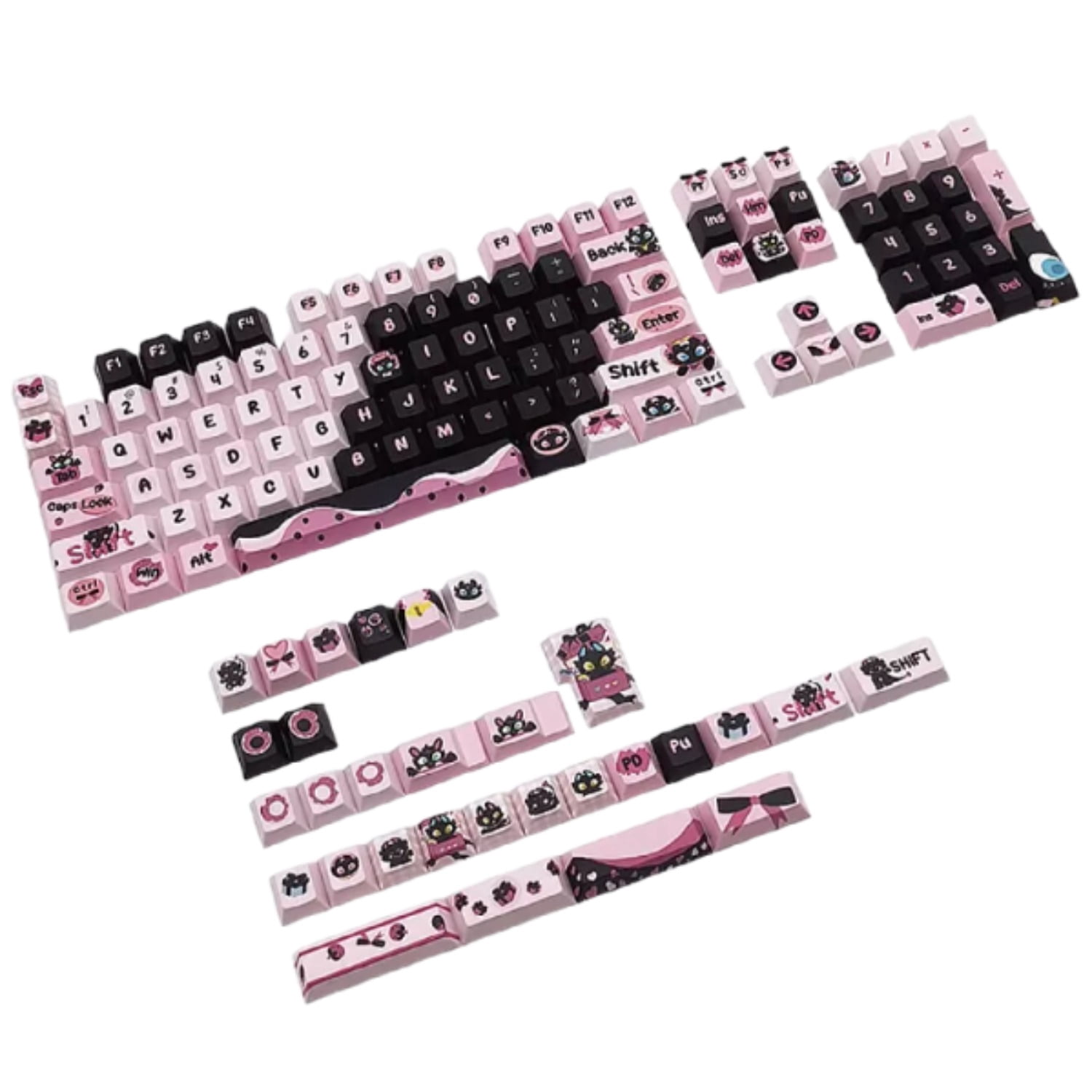 Cartoon Little Black Dragon Keycap Set, PBT Dye-Sublimation Original Design Cherry/MOA Profile Keycaps for Mechanical Keyboard