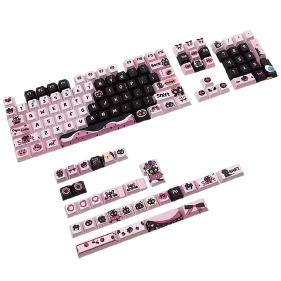 Cartoon Little Black Dragon Keycap Set, PBT Dye-Sublimation Original Design Cherry/MOA Profile Keycaps for Mechanical Keyboard