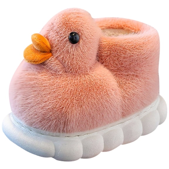 Cartoon Little Yellow Duck Cotton House Slippers for Boys Girls Warm Plush Indoor Outdoor Platform Non Slip Slippers Pink Size 12 Little Child