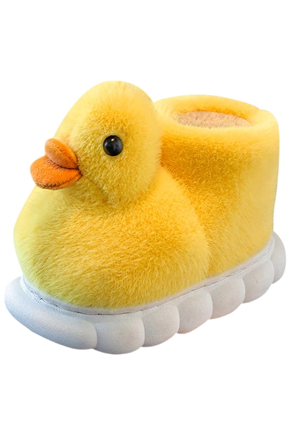Cartoon Little Yellow Duck Cotton House Slippers for Boys Girls Warm Plush Indoor Outdoor Platform Non Slip Slippers Yellow Size 12 Little Child