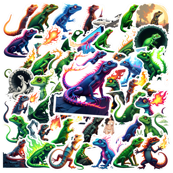 Cartoon Lizard Sticker Stickers, Waterproof Lizard Sticker Sticker for Water Bottle Laptop Phone Cases Planner Skateboard Luggage Helmet Party Favor Decor, Ideal for Adults Teens Teacher Rewards