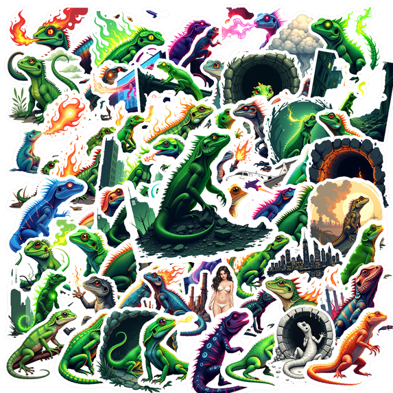 Cartoon Lizard Sticker Stickers, Waterproof Lizard Sticker Sticker for Water Bottle Laptop Phone Cases Planner Skateboard Luggage Helmet Party Favor Decor, Ideal for Adults Teens Teacher Rewards