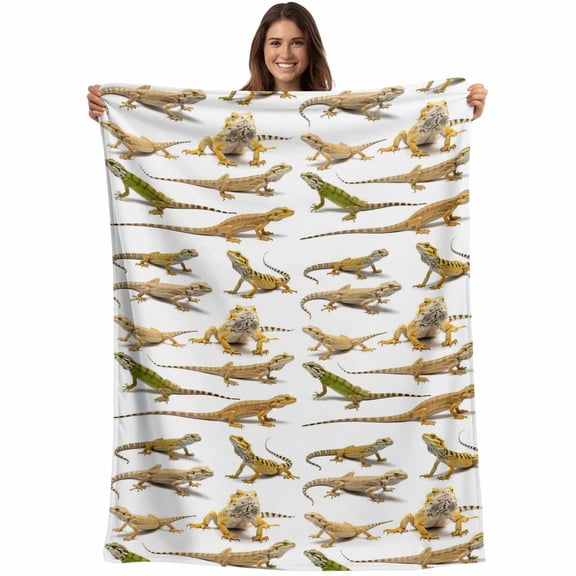 Cartoon Lizards Throw Blankets, Reptiles Animals Soft Fleece Blanket Decorative for Home Sofa Couch Chair Living Bedroom, 30x40 Inches,