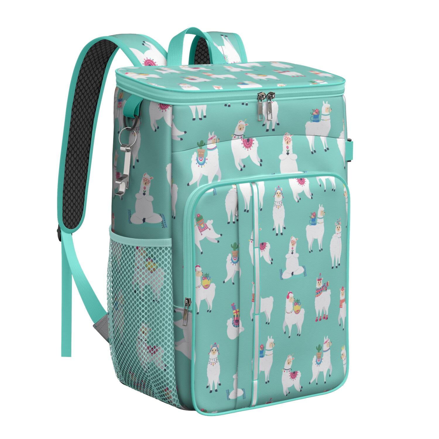 Cartoon Llama Face Insulated Backpack Cooler – Leakproof Lunch Bag with ...
