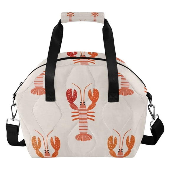 Cartoon Lobsters Cute Insulated Lunch Bag Reusable Quilted Lunch Box Waterproof Leakproof Lunch Container