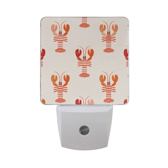 Cartoon Lobsters Cute LED Night Light Sensor Lamp Plug-in Adjustable Brightness 2 Pack