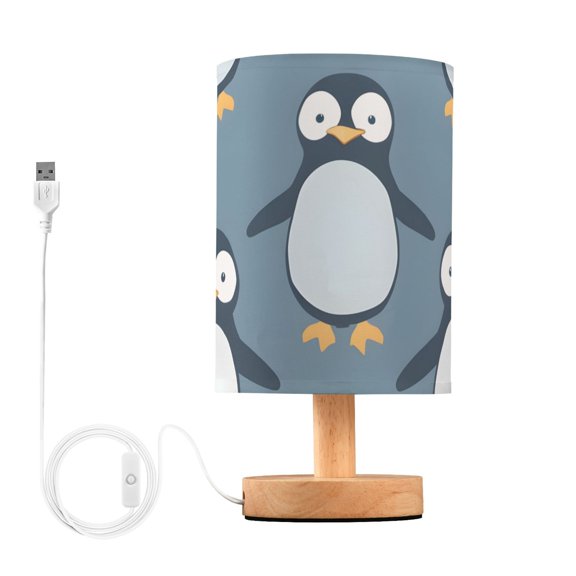 Cartoon Lovely Standing Penguins Table Lamp with USB Port LED Warm Light Lamp Night Light Home Decor