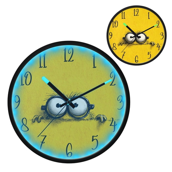 Cartoon Luminous Wall Clock with Sound-Activated LED 12-Inch Silent Acrylic Timepiece for Bedroom Livingroom or Office