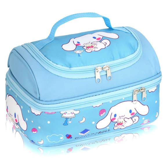 Cartoon Lunch Bag for Woman Man Leakproof Lunch Box Large Compartment Tote Lunch Container for Work Travel Blue