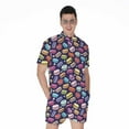 thumbnail image 1 of Cartoon Macaron Pattern Short Sleeve Men'S Rompers, Cartoon Film Cute Funny Casual Summer Jumpsuits Outfit, 1 of 4