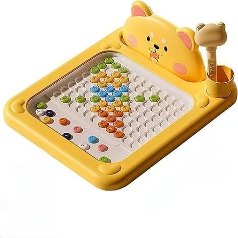 Cartoon Magnetic Drawing Board,Shiba & Bear Dot Art, Magnetic Dot Board Drawing Pad Tablet Magnet Drawings Tablet with Pen Draw Educational Creative Boards for Travel & Home