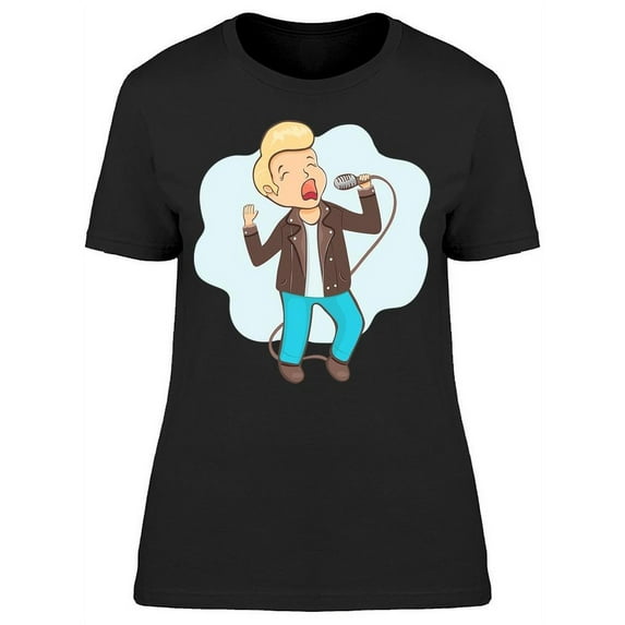 Cartoon Man Singing T-Shirt Women -Image by Shutterstock, Female x-Large
