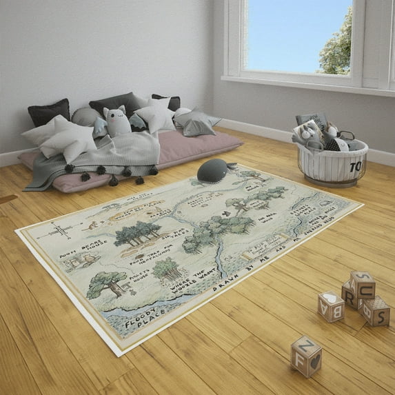 Cartoon Map Rug, Hundred Acre Rug, Play Room Rugs, Kids Room Rug, Hallway Rug, Nursery Rug, Area Rug, Wall Hanging Rug, Custom Rug, 2.6'x4' - 80x120 cm