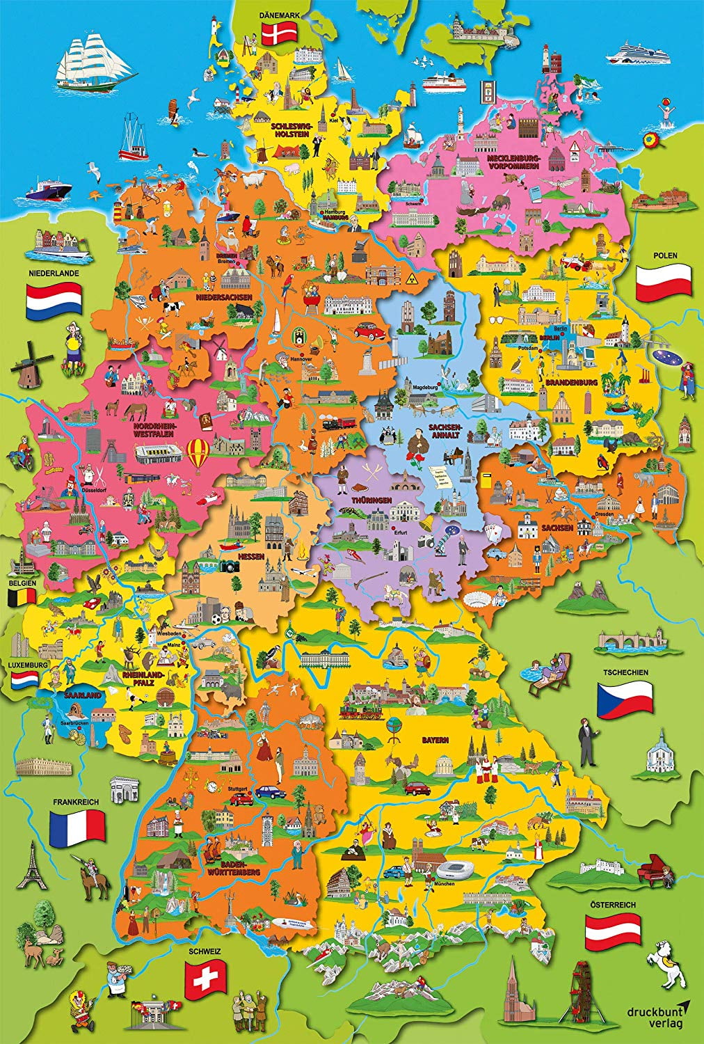 Cartoon Map of Germany, a 200-piece Puzzle by Schmidt Spiele - Walmart.com