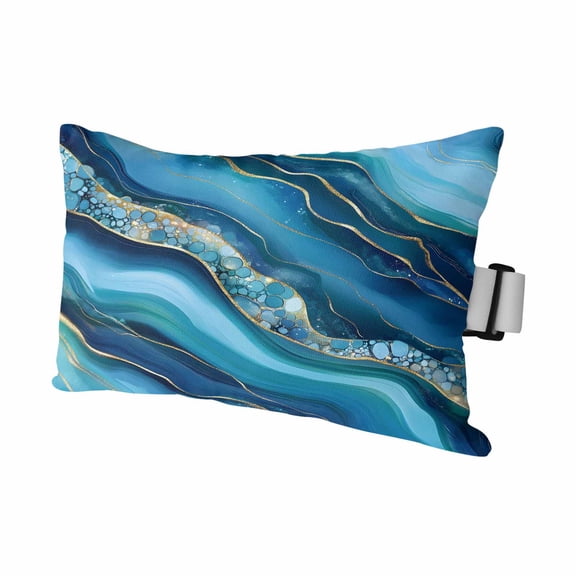 Cartoon Marble Texture Wave Bubble Outdoor Pillow for Chaise Lounge Chair,Abstract Gradient Art Waterproof Headrest Lumbar Pillows with Insert&Elastic Strap for Patio Pool Garden Chairs Decor,1 Pack