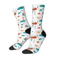Cartoon Marine Print Casual Socks for Women, Polyester Dressing Socks