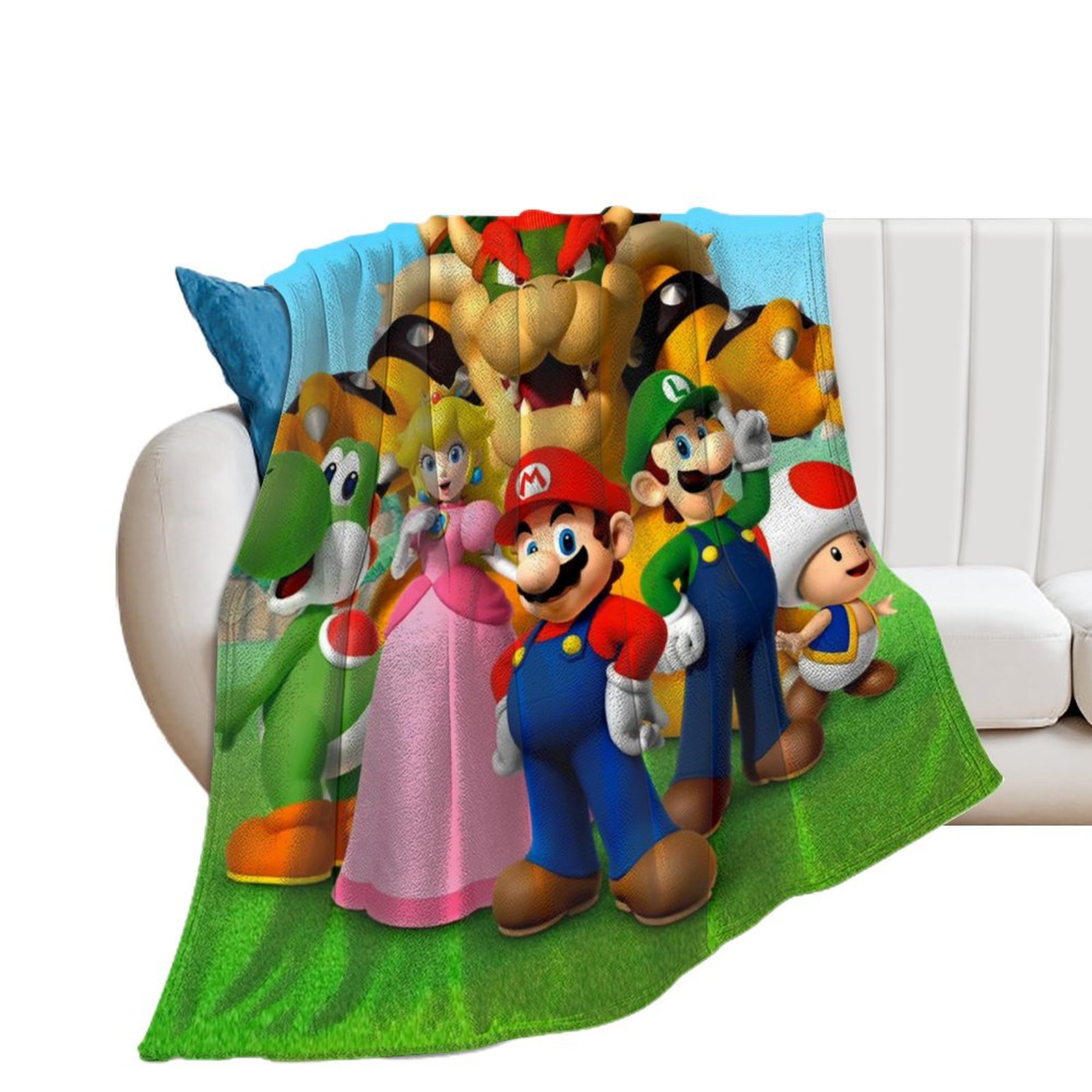 Cartoon Mario Blanket for Kids Flannel Throw Blanket Mario Merch for