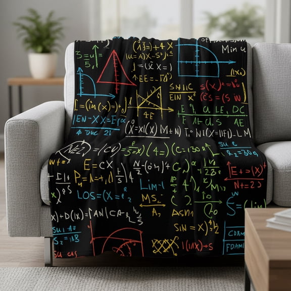 Cartoon Math Fleece Throw Blanket Abstract Number Chart Pattern Geometric Ultra Soft Fuzzy Cozy Flannel Throw Blanket for Couch Sofa Bed Car Travel, Ideal Gifts 60x80 Inches
