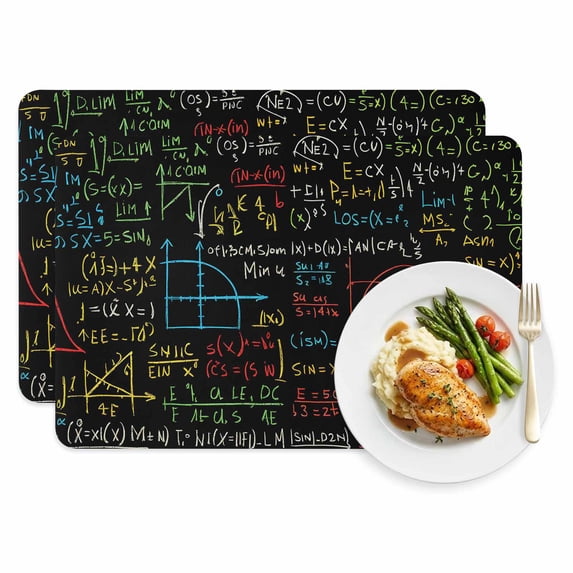 Cartoon Math Leather Placemats Set of 2, 12x18 Inch, Abstract Number ...