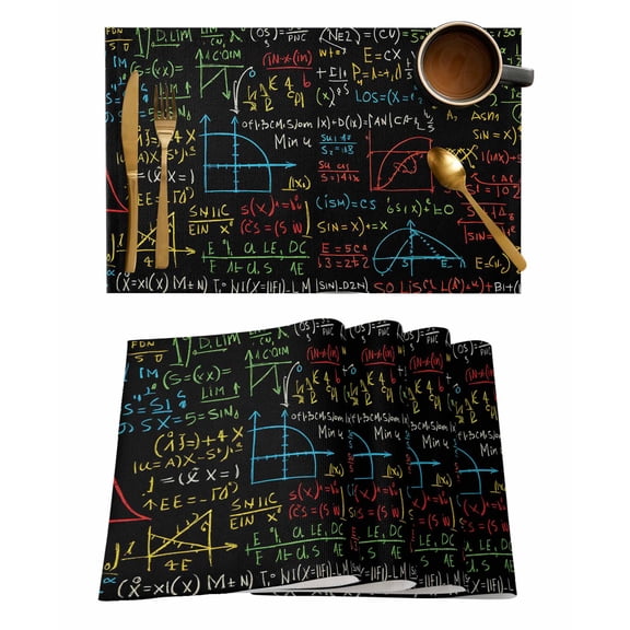 Cartoon Math Placemats Set of 1 Abstract Number Chart Pattern Geometric Heat Insulation Washable Place Mats, Rustic Non-Slip Table Mats for Dining Table Party Kitchen Decor,13x19 Inch
