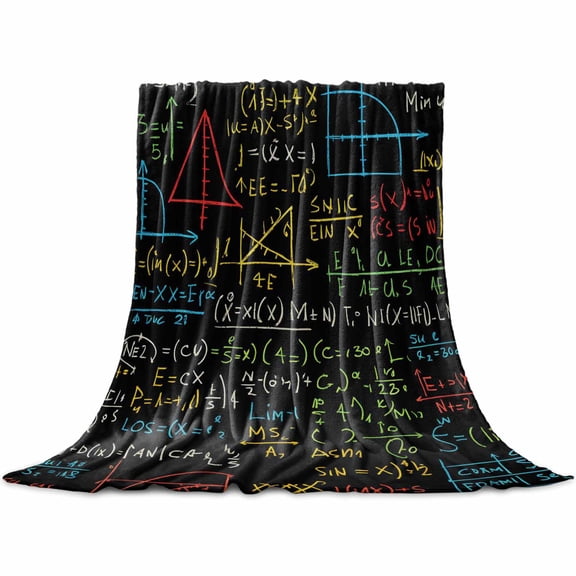 Cartoon Math Throw Flannel Blanket 32x48In Abstract Number Chart Pattern Geometric Super Soft Cozy Bed Blanket, Lightweight Plush Fuzzy Bed Throw for Bedroom Sofa Couch Living Room