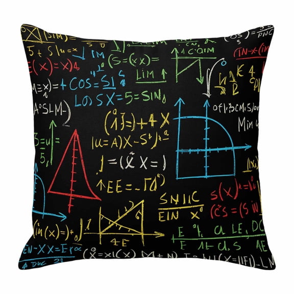 Cartoon Math Throw Pillow Cover Abstract Number Chart Pattern Geometric Cotton Linen Cushion Cover Throw Pillow Case with Invisible Zipper for Couch Sofa Bed Chair Car 24x24 Inch
