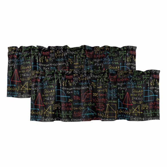 Cartoon Math Valances for Windows 2 Panels Abstract Number Chart Pattern Geometric Rod Pocket Kitchen Curtain Valance Small Window Treatment for Living Room Bathroom Bedroom Over Sink 42x12 Inch