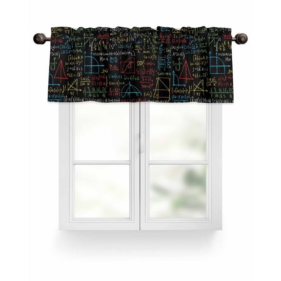Cartoon Math Valances for Windows Abstract Number Chart Pattern Geometric Valance Rod Pocket Light Filtering Short Window Treatments Curtains for Kitchen Bathroom Living Room Bedroom, 54 x 18 Inch