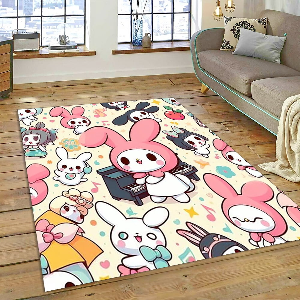 Cartoon Melody Kawaii Sanrio Carpet Rug for Bedroom Living Room Home Cartoon Melody Kawaii Sanrio Carpet Rug for Bedroom Living Room Home