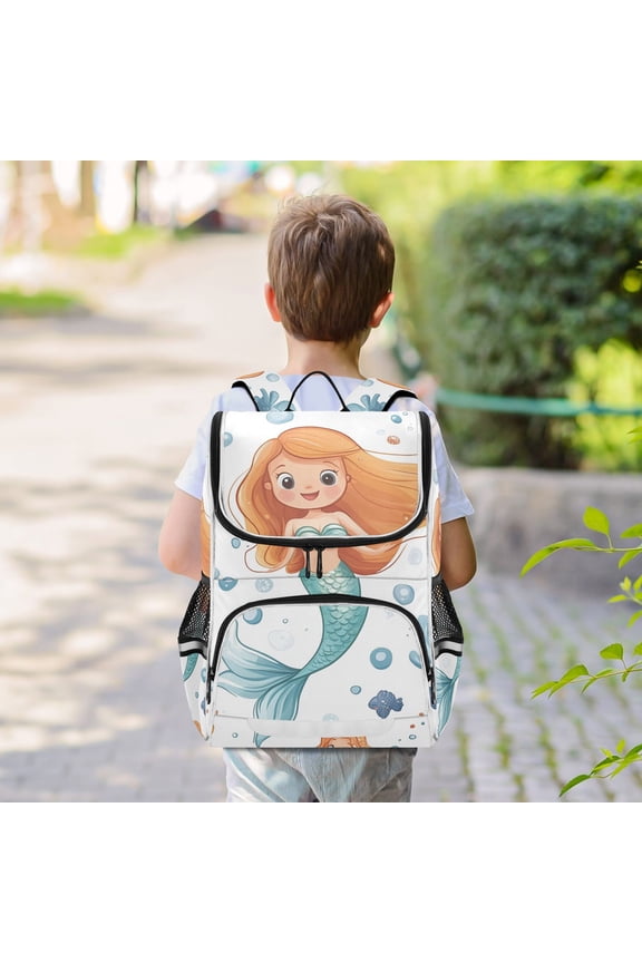 Cartoon Mermaid Backpack Big Laptop Backpack Casual Daypack Quilted Large Capacity Large Bookbags