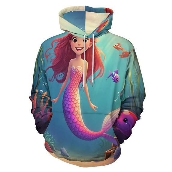 Cartoon Mermaid Seaweed 3D Print Hoodie Men Women Autumn Thin Pullover Sweatshirt Vintage Streetwear Tops