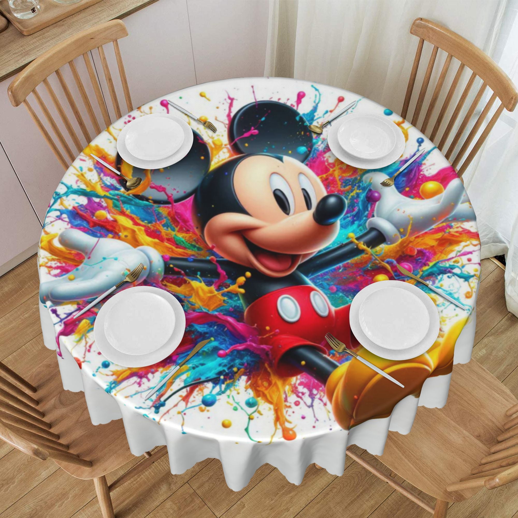 Cartoon Mickey Mouse Round Tablecloth 60 inch, Stain Resistance, Water ...