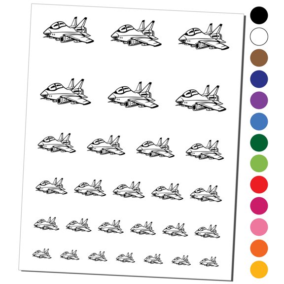 Cartoon Military Fighter Jet Airplane Water Resistant Temporary Tattoo Set Fake Body Art Collection - Red