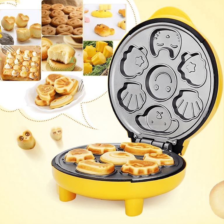 Cartoon Mini Waffle Maker- Makes 7 Fun, Different Shaped Waffles