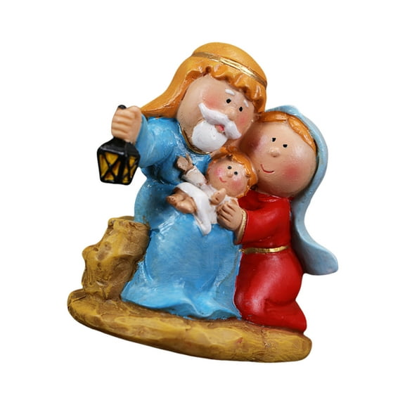 Cartoon Miniature Nativity Scene Statues Religious Home Decors Resins Manger Scene Figurines For Christmas Celebration