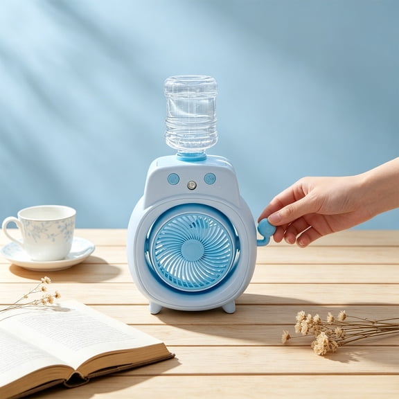 Cartoon Mist Spray Fan, USB Rechargeable Desktop Fan, Portable Personal Fan for Office Bedroom, 3 Speed Cooling Fan with Bottle