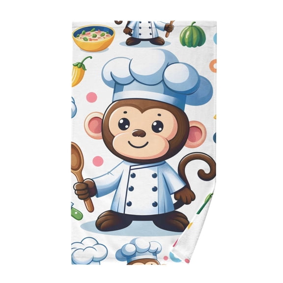 Cartoon Monkey Chef Cotton Face Towels Absorbent Hand Towel Soft Bathroom Towel for Kitchen Hotel Decoration