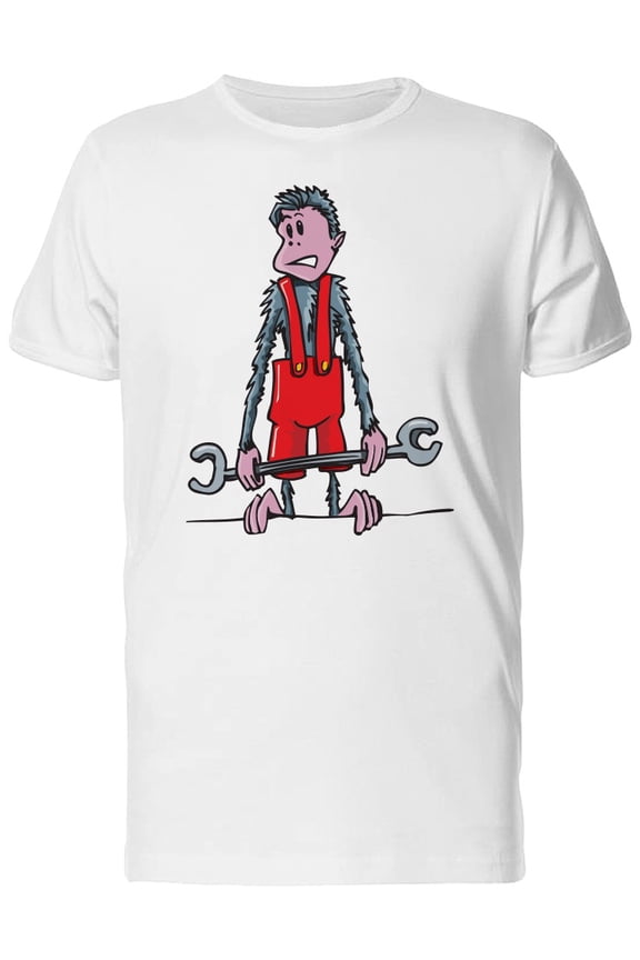 Cartoon Monkey With A Wrench T-Shirt Men -Image by Shutterstock, Male Small