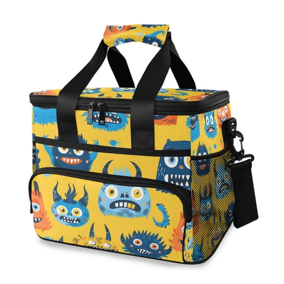 Cartoon Monster Faces Portable Cooler Lunch Box Reusable Insulated Lunch Bag Leakproof 15L