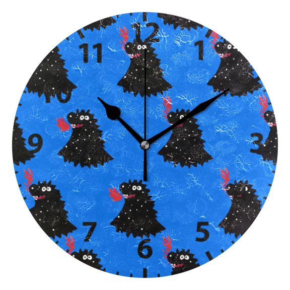 Cartoon Monster Pattern Wall Clock 10in Round Artistic Oil Painting Home Decor Desk Table Clock