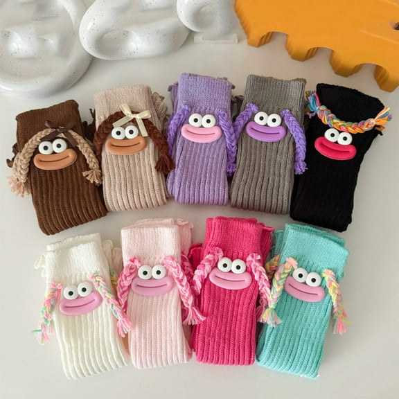Cartoon Monster Socks Funny Crazy Socks for Boys and Girls 3D Novelty Silly Ugly Quirky Sock with Eyes Sausage Mouth Braid