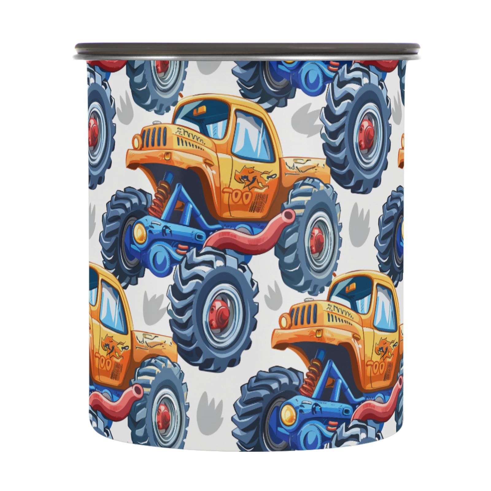 Cartoon Monster Truck Airtight Coffee Bean Canister 30oz Food Storage Containers with Lids For Gournd, Tea, Sugar, Flour, Rice, Cereal, Candy Cookie Jar
